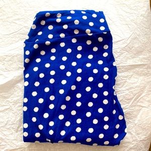 LuLaRoe One Size Leggings-blue polka dot